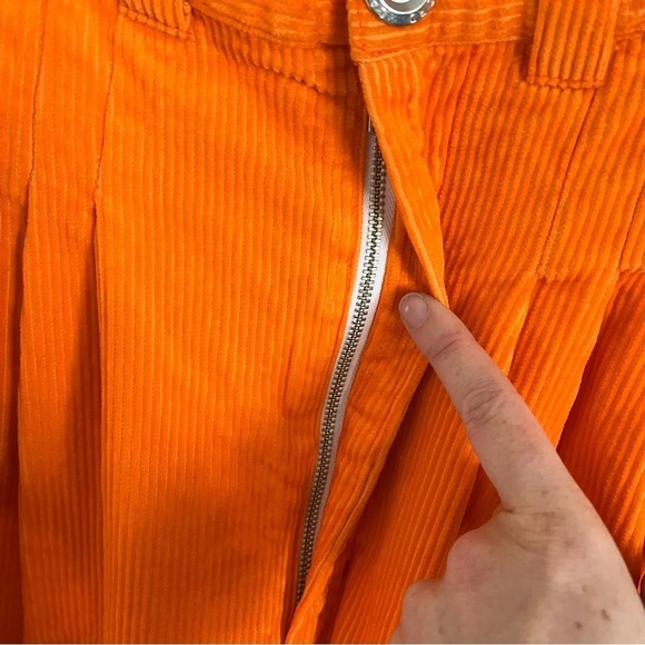 LANDLORD Runway Corduroy Orange Pleated Trouser Pants - Picture 8 of 12
